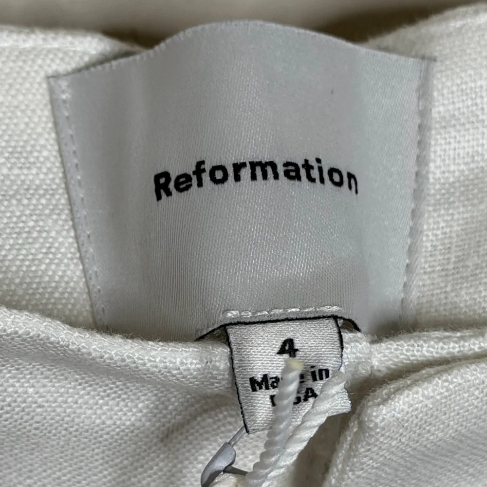 Reformation Vida Linen Low Rise Pants in white